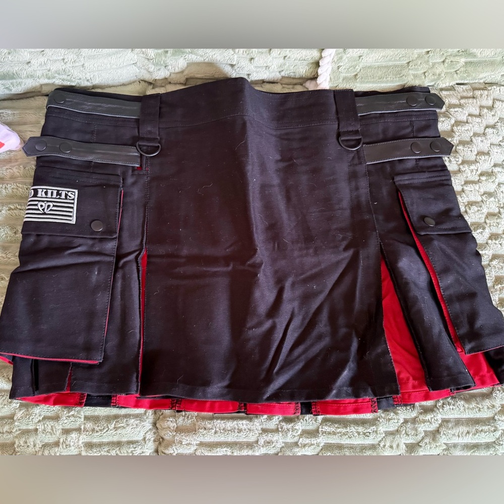 Women’s Black and Red Utility Kilt Skirt